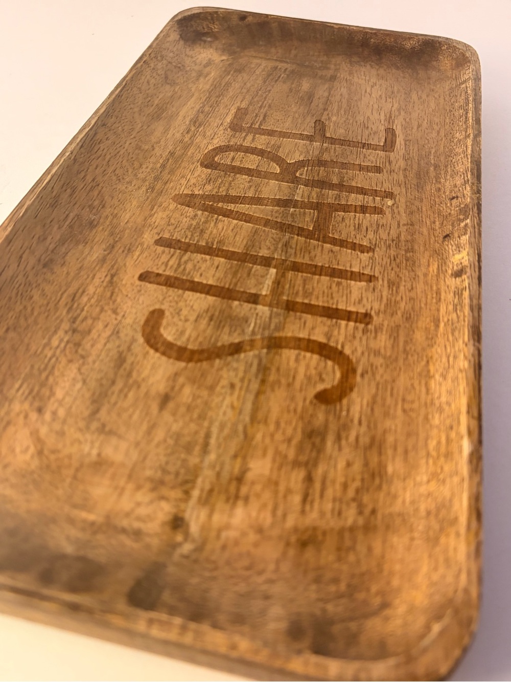 Wood Serving Tray with 'SHARE' Lettering - Warm Brown
